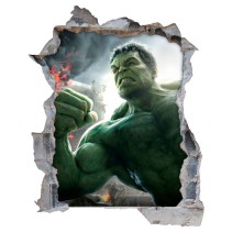 Vinilos 3d pared rota hulk